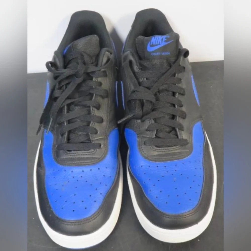 Nike Court Vision Low Black & Blue Sneakers Size 11 Like New - Picture 3 of 9